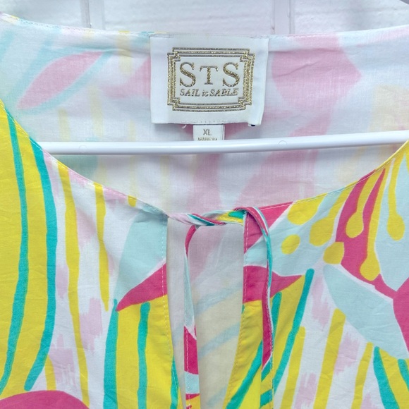 Sail to Sable / Tassel tiered pastel print dress  size Large - Picture 3 of 5